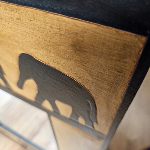 New Earthbound Trading Co Artisan Folk Art Wood Mirror Wall Hand Made Elephant - Picture 2 of 16